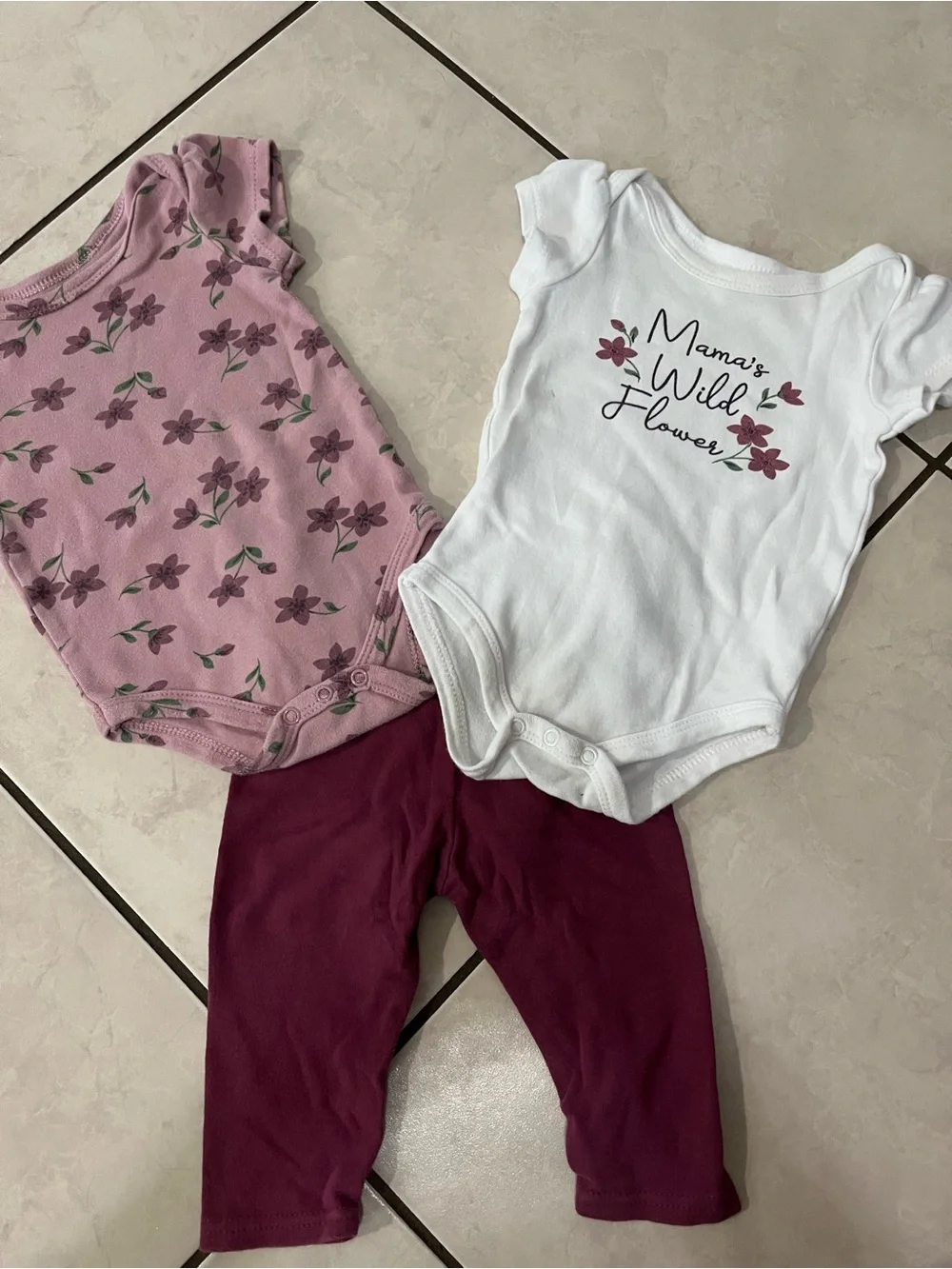 Mama's Wild Flower Pink & White Baby Matching Set